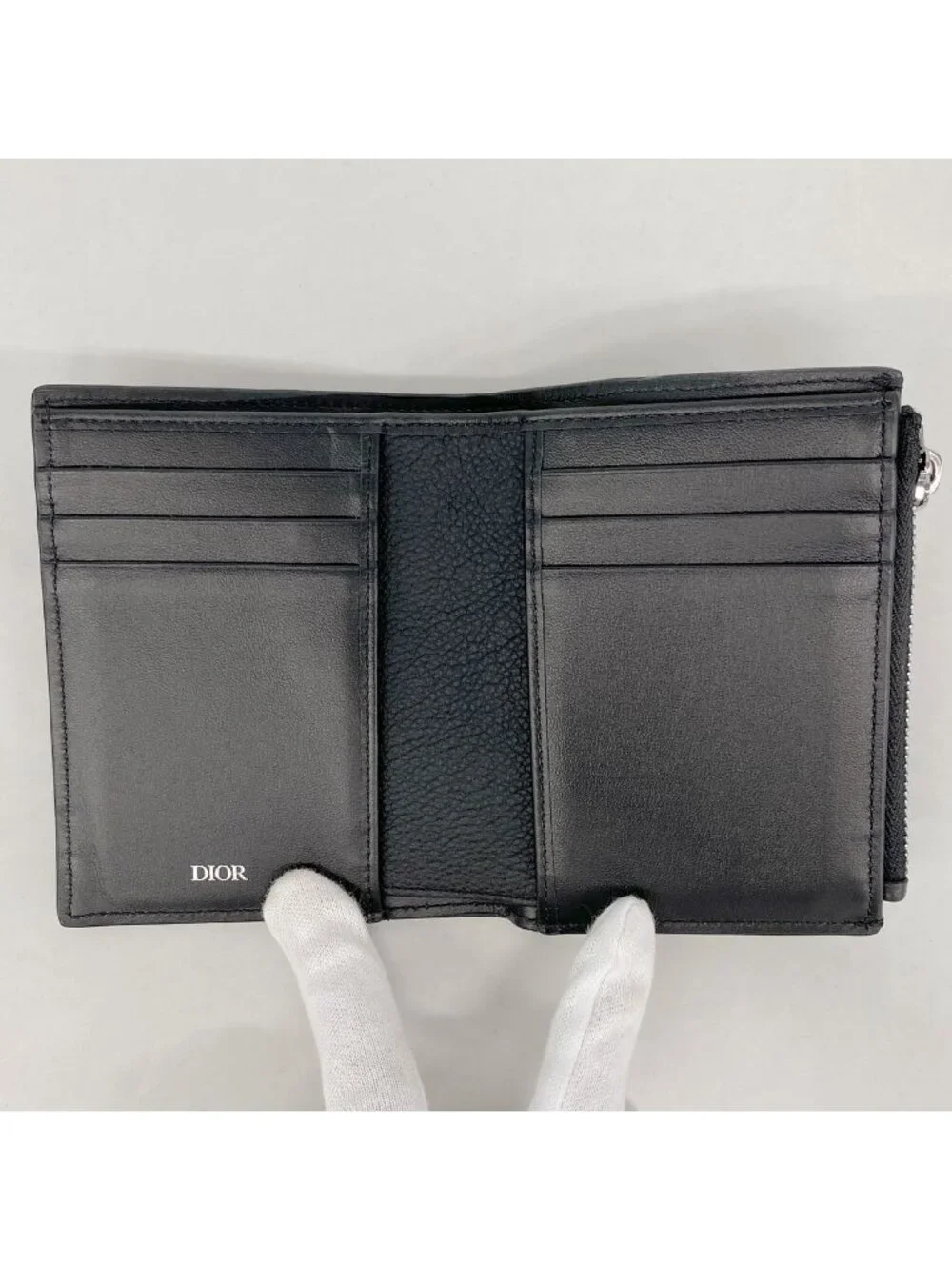 Dior Wallet Gravity Leather Black Silver